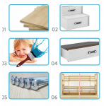 Poschodová posteľ MAX 3 + 2x matrace modro-biela  